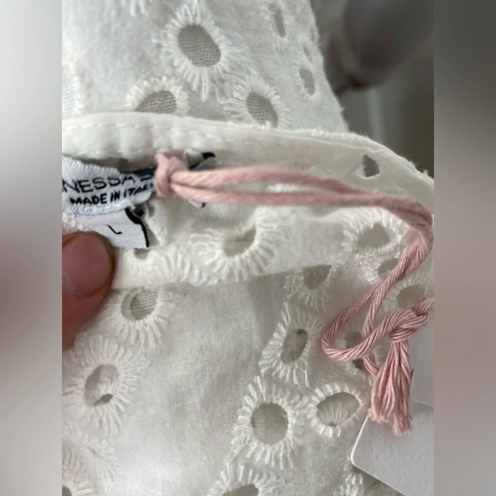 VZ Vanessa Zani NWT White Eyelet Lace Dress. Made in Italy